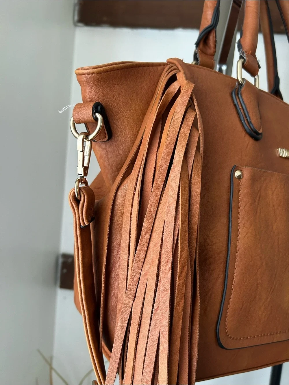 Michael Kors Brown Leather Fringe Shoulder Bag